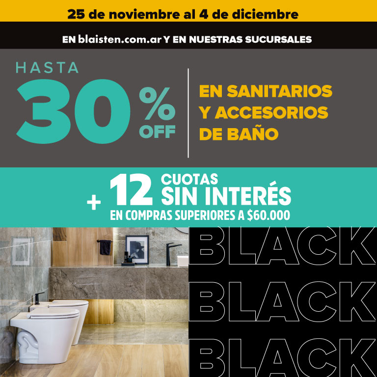 Black friday Hasta 30% off en sanitarios y accesorios de baño